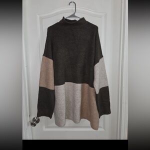 Entro Women’s Colorblock Mock Neck Sweater Sz 1X